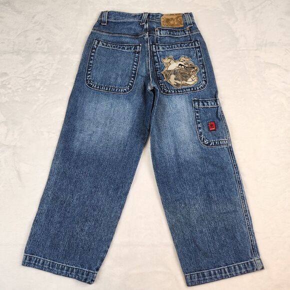 JNCO Kids Blue Jeans with Bulldog Patch - Picture 6 of 13